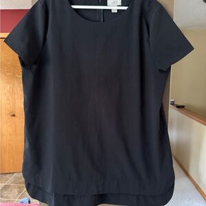 LOFT Black Boxy Short Sleeve Blouse